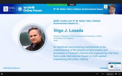 PROF. IÑIGO LOSADA RECEIVES ONE OF THE HIGHEST AWARDS OF THE  International Association for Hydro-Environment Engineering and Research (IAHR)